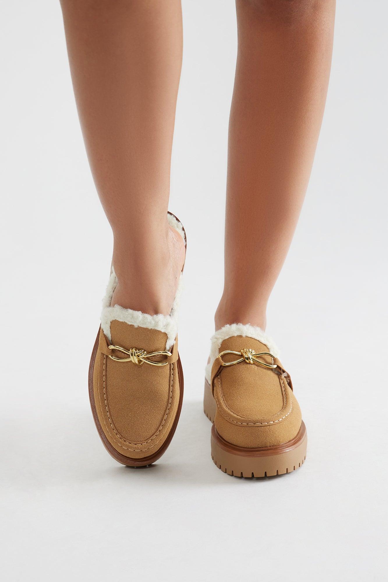 Clarke Platform Slippers - Tan Product Image