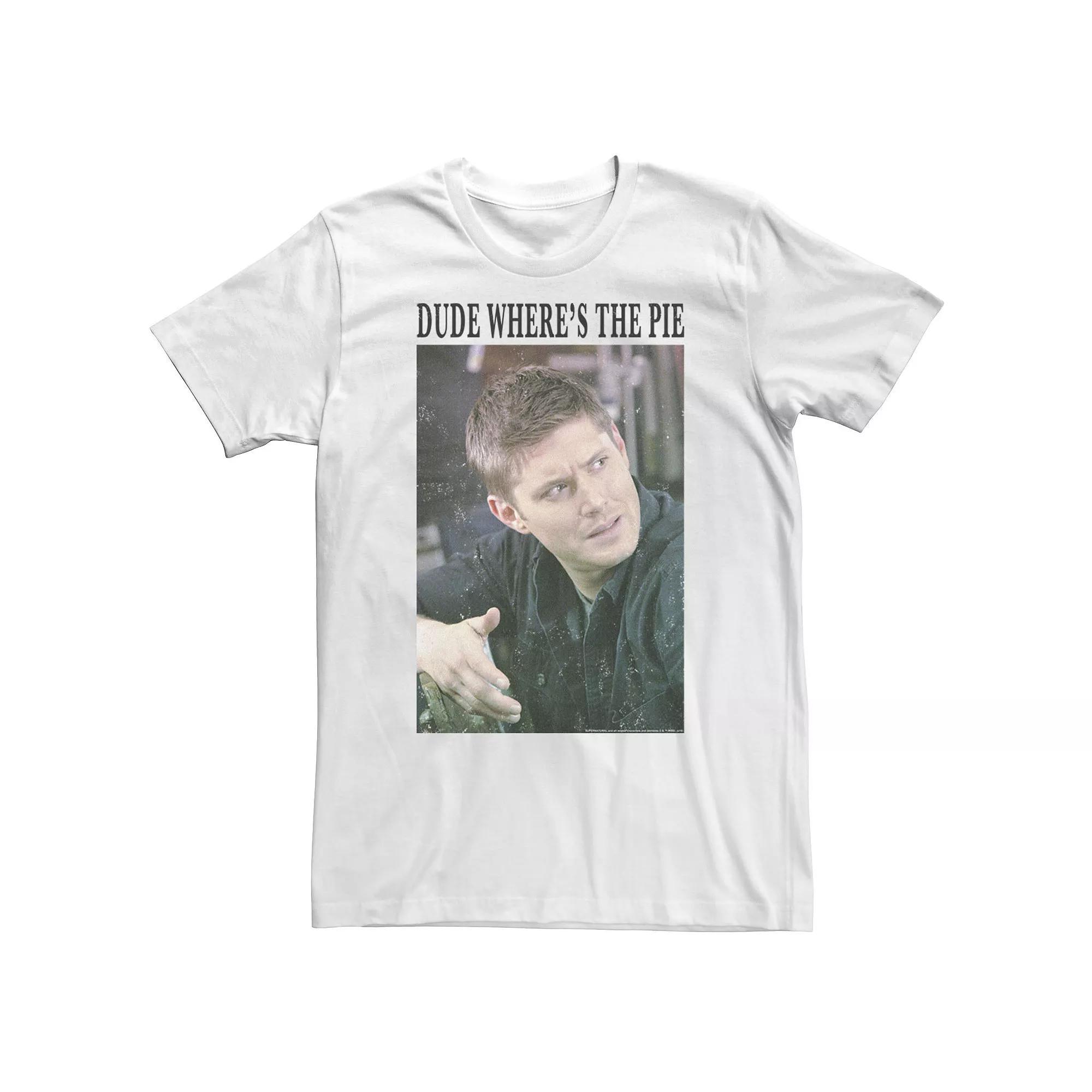 Big & Tall Supernatural Dean "Dude Where's The Pie?" Portrait Tee, Men's, Size: 4XL, White Product Image