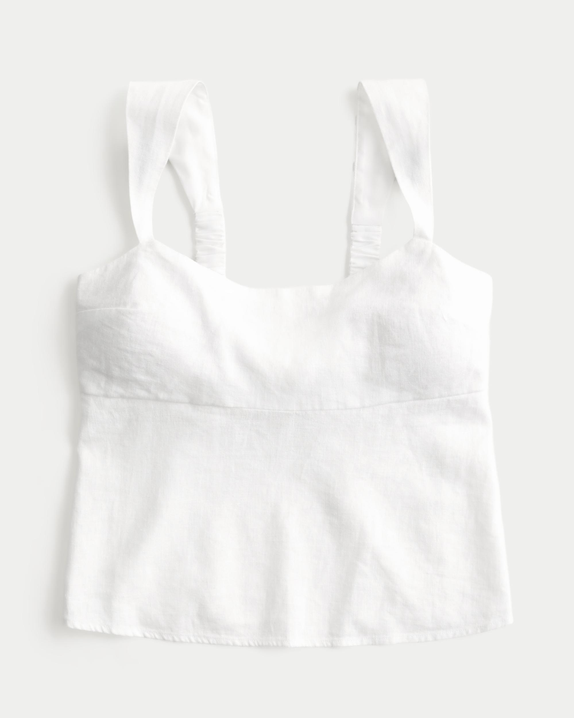 Linen-Blend Open-Back Top Product Image