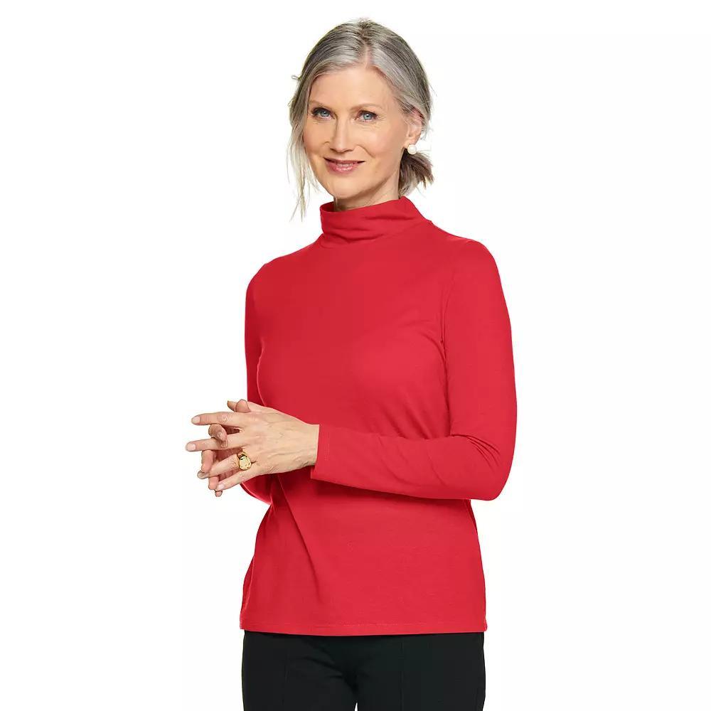 Women's Croft & Barrow® Essential Long-Sleeve Mockneck Top, Size: Large, Red Product Image