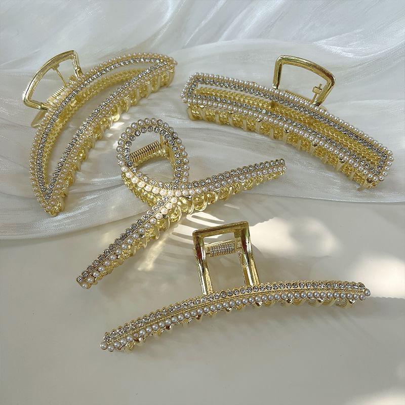 Faux Pearl Rhinestone Alloy Hair Claw Clip (Various Designs) Product Image