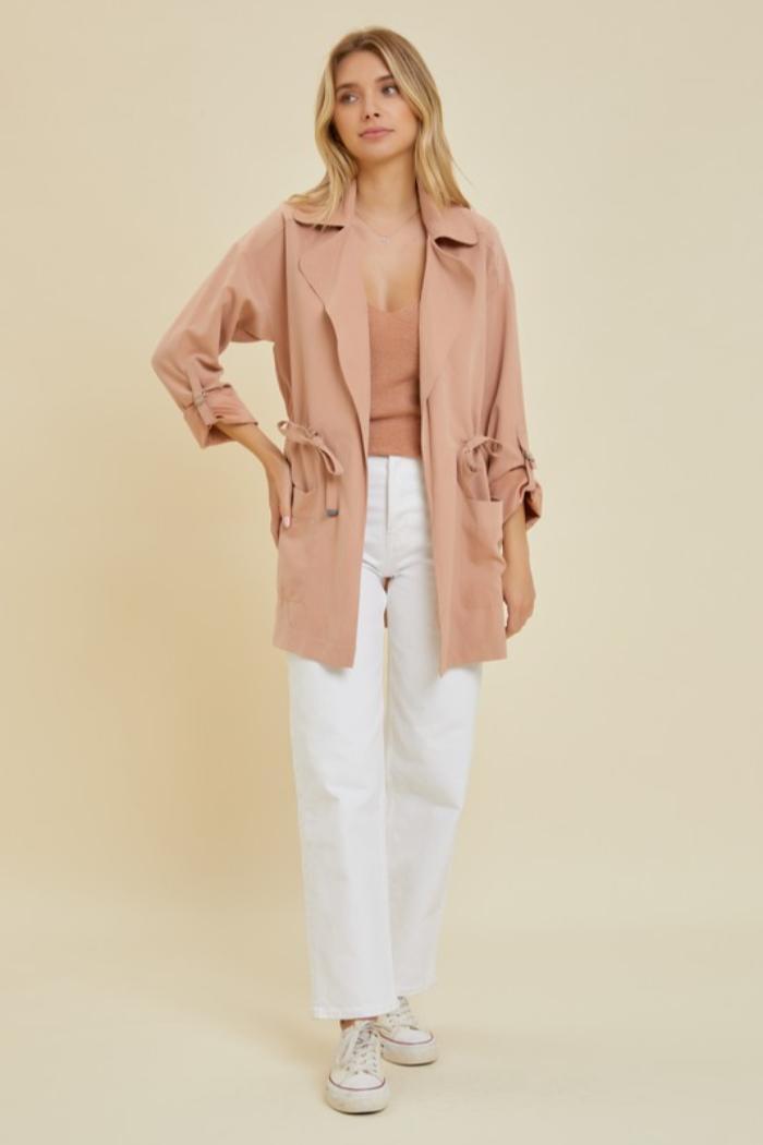 Trench Jacket w/ Waist Drawstring Product Image