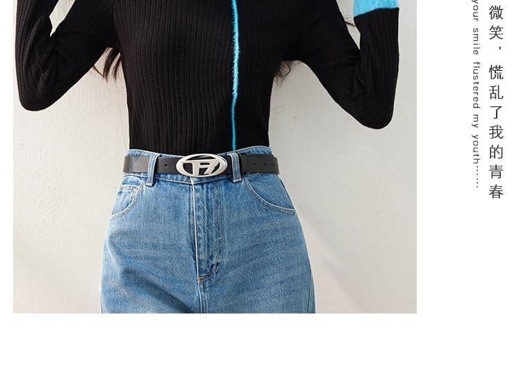 Mock Neck Two Tone Ribbed Sweater Product Image