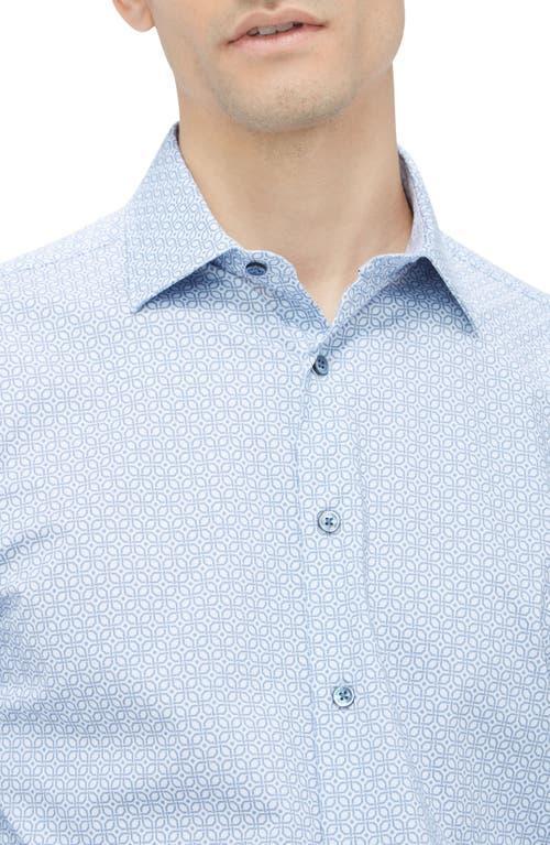 BUGATCHI Jimmy Ooohcotton® Geo Print Button-up Shirt In Cobalt Product Image