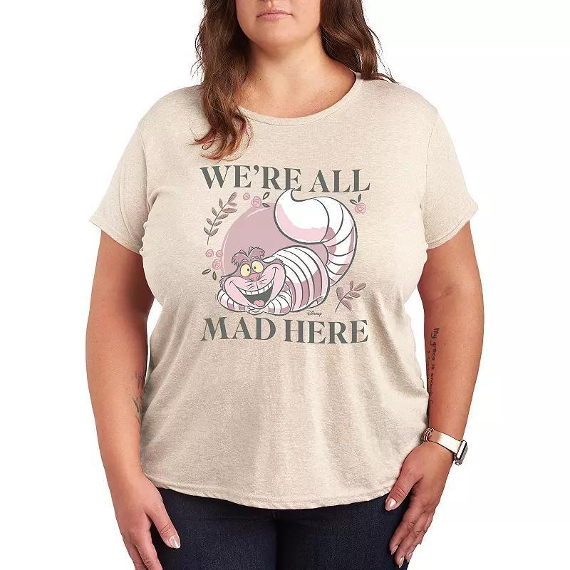 Disney's Alice in Wonderland Cheshire Cat Plus All Mad Graphic Tee, Women's, Size: 3XL, Beige Product Image