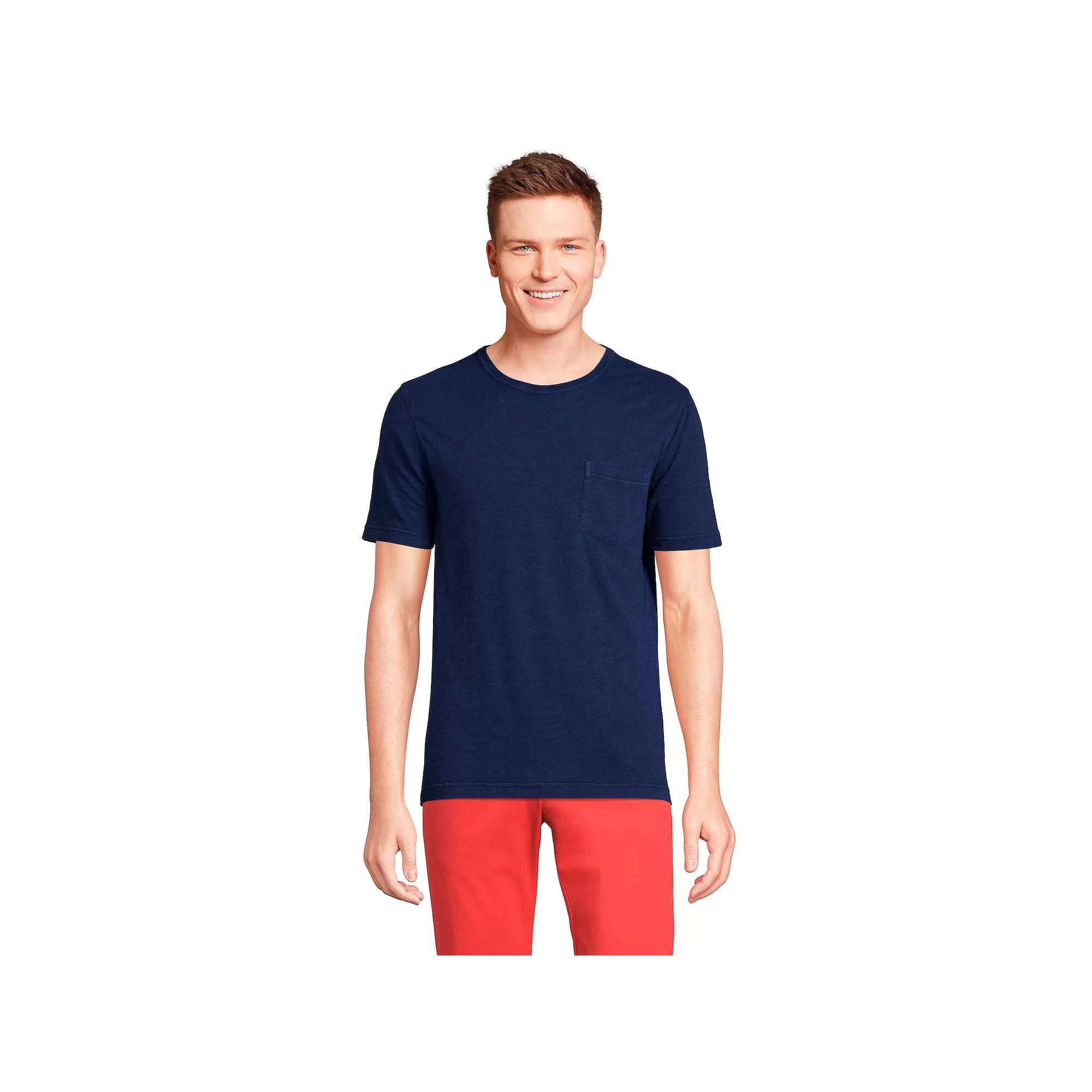 Men's Lands' End Short Sleeve Pocket Tee, Size: Medium, Deep  Blue Product Image