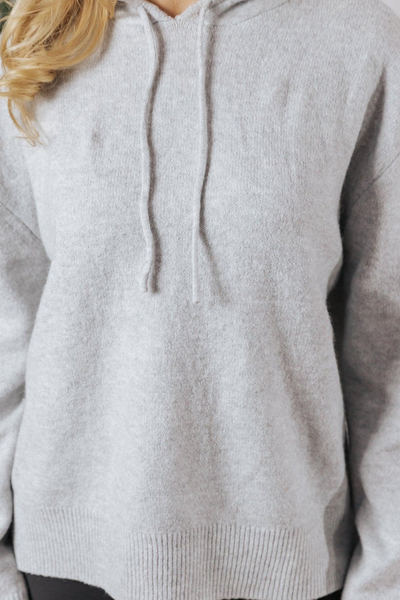 Basic Heather Grey Hooded Sweatshirt-FINAL SALE Product Image