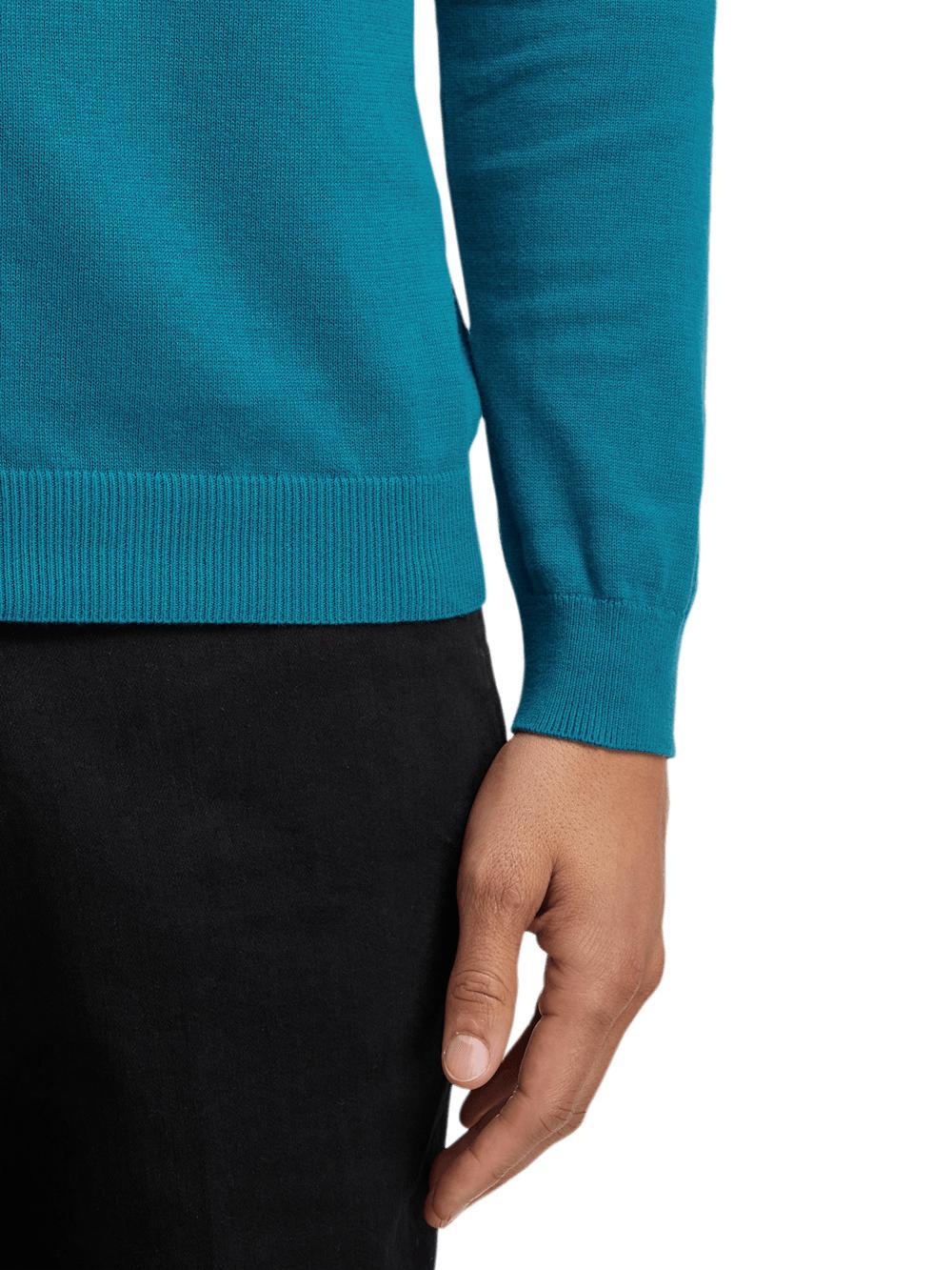 Cotton Full Zip Polo - Teal Product Image