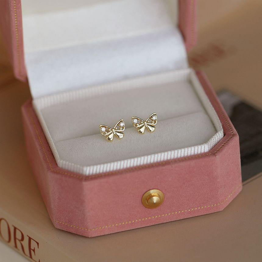 Bow Rhinestone Sterling Silver Ear Stud Product Image