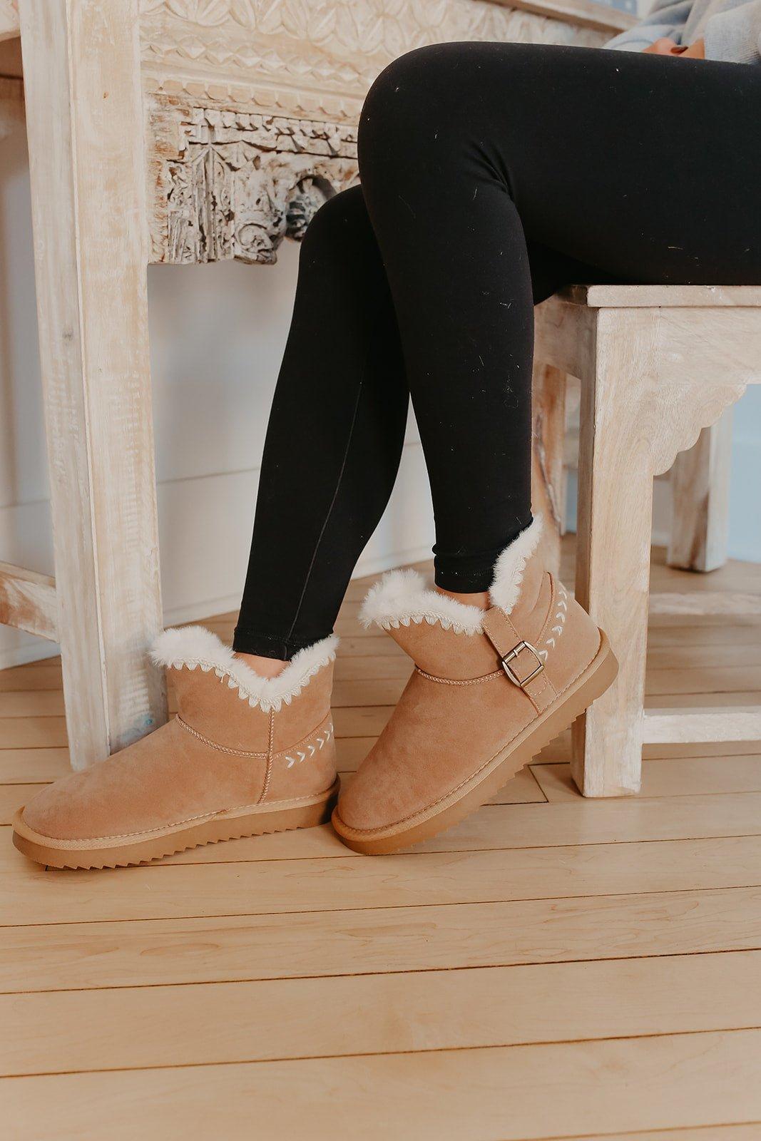 Lana Taupe Sherpa Lined Buckled Booties - FINAL SALE Female Product Image