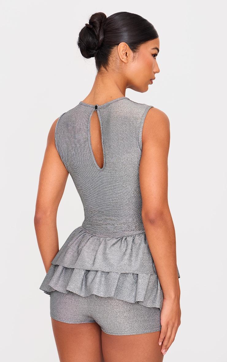 Silver Glitter Rara Skort Romper Product Image