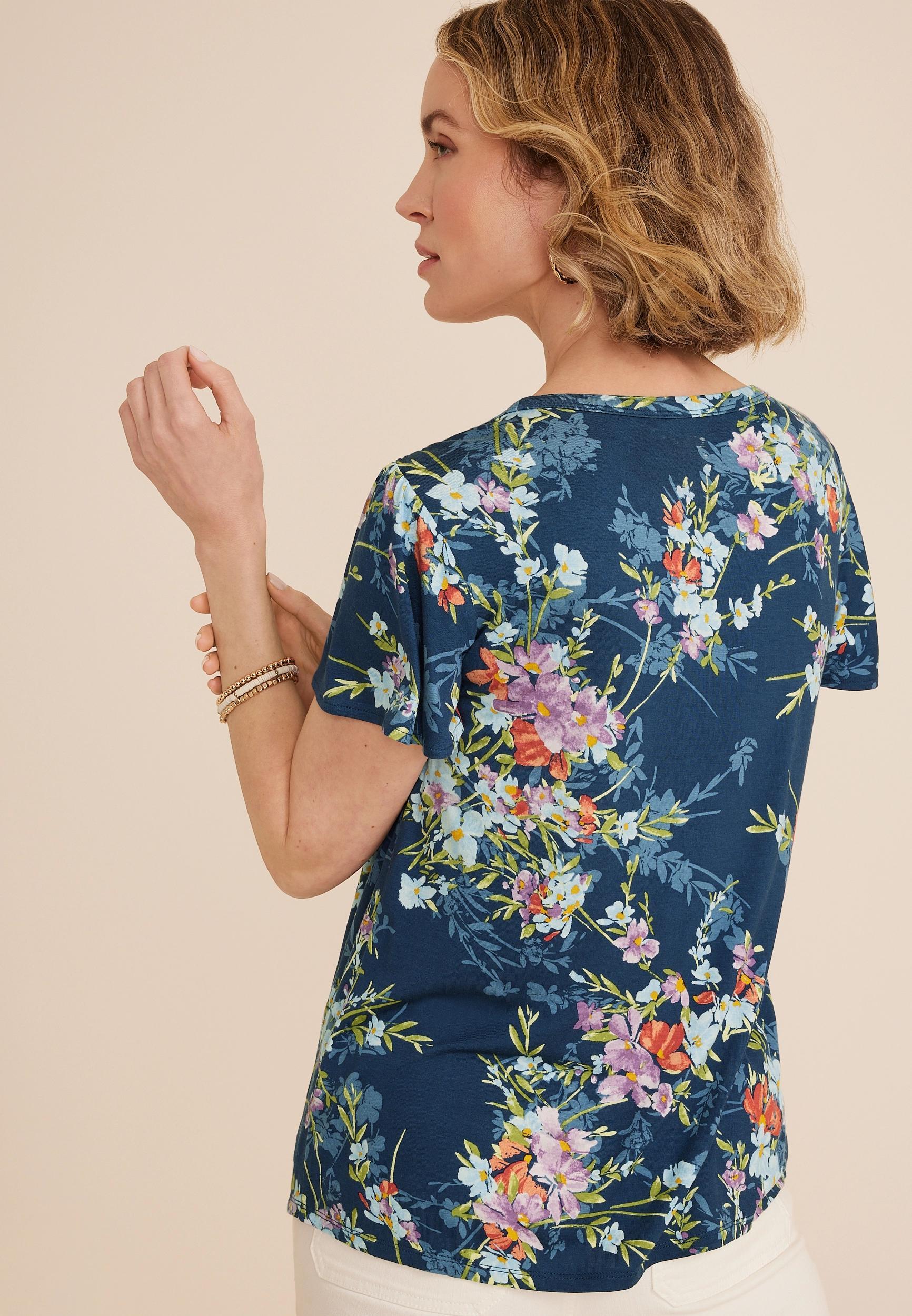 Floral Flutter Sleeve Tee Product Image