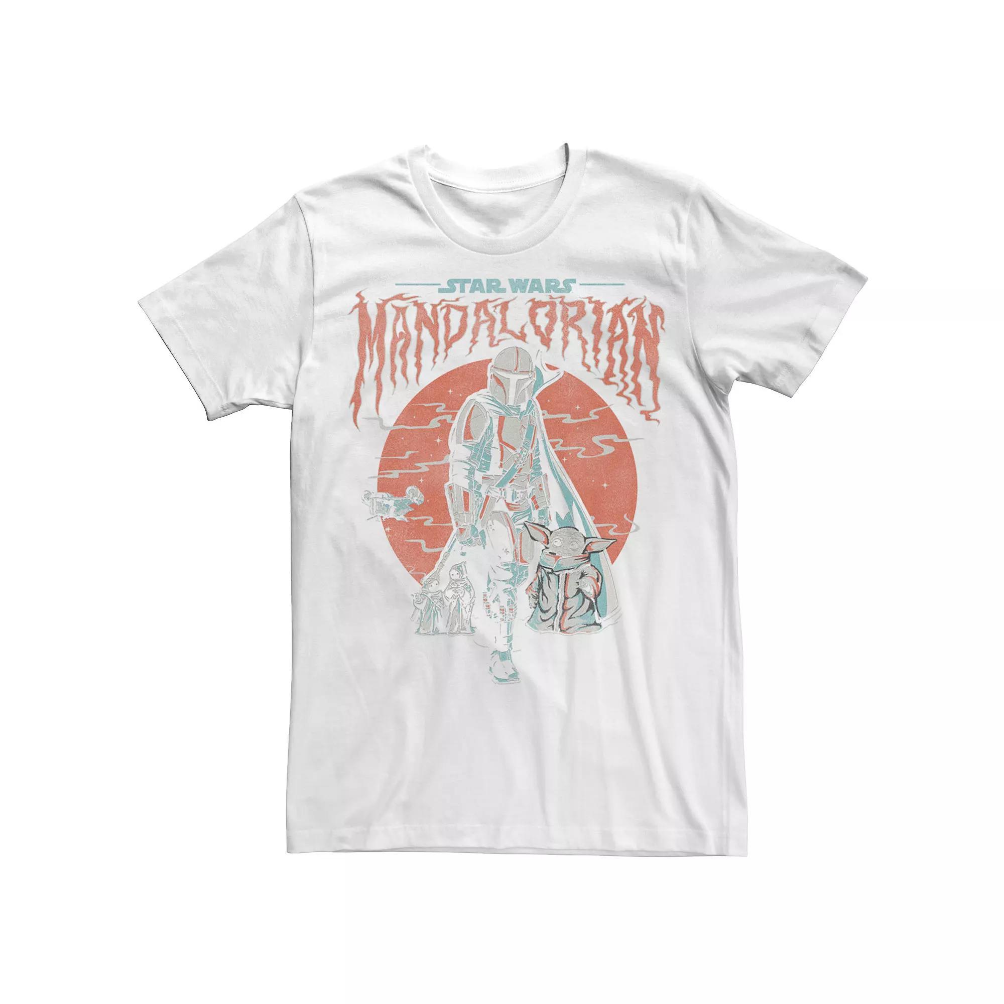 Men's Star Wars The Mandalorian & The Child Foggy Portrait Tee, Size: Large, Black Product Image