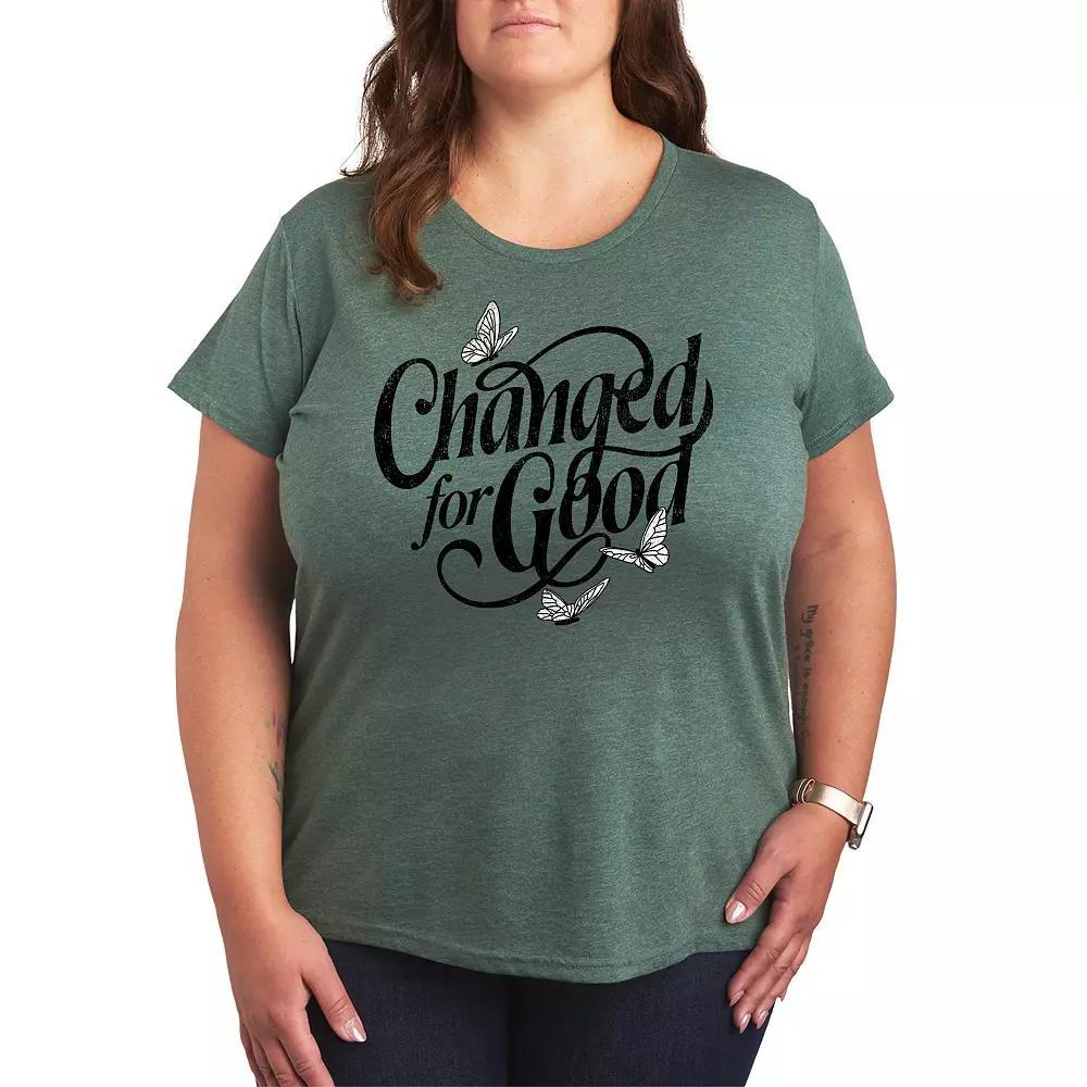 Plus Size Changed For Good Butterflies Graphic Tee, Women's, Size: 4XL, Grey Green Product Image