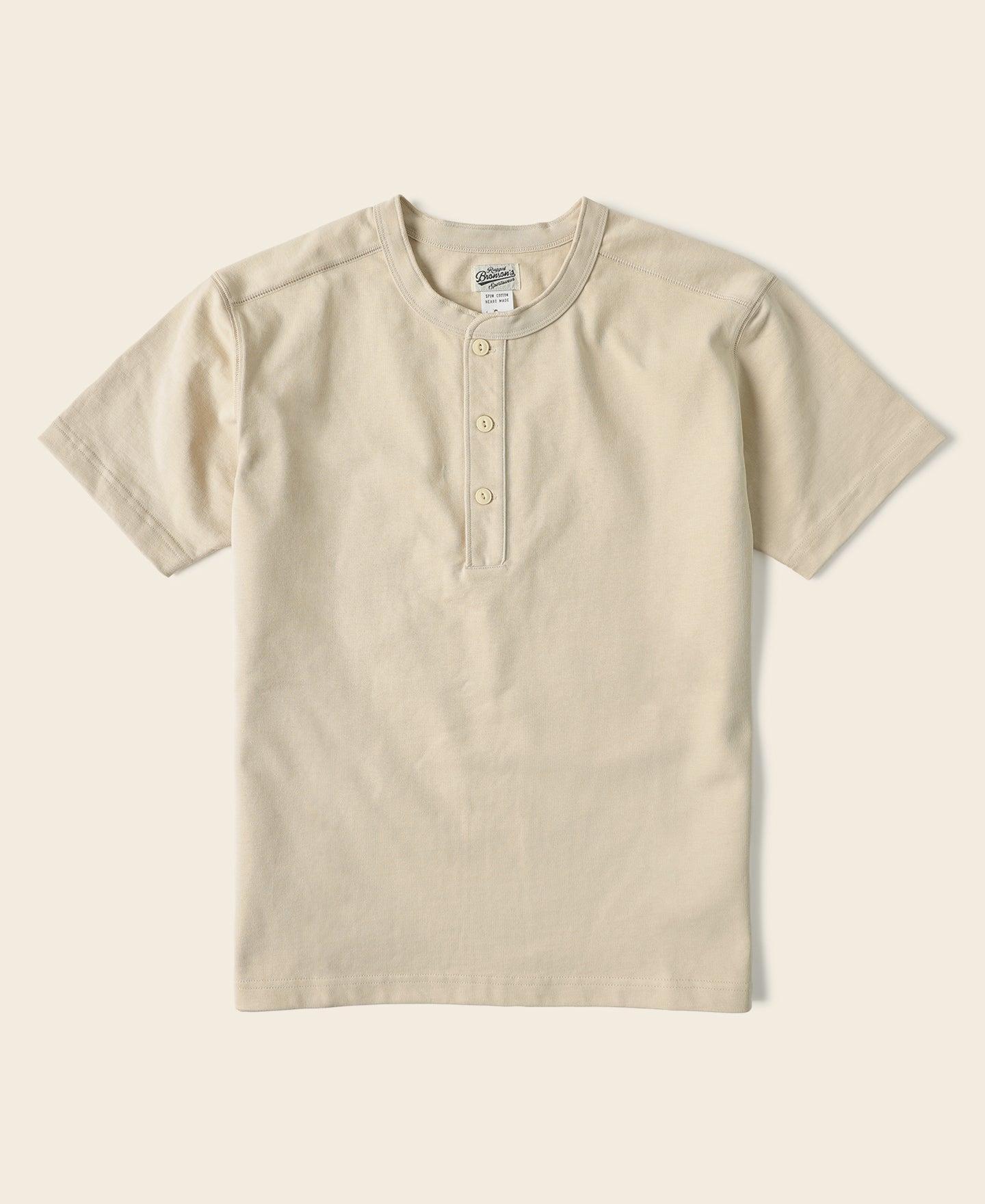 10.6 oz Cotton Short Sleeve Henley T-Shirt - Apricot Product Image