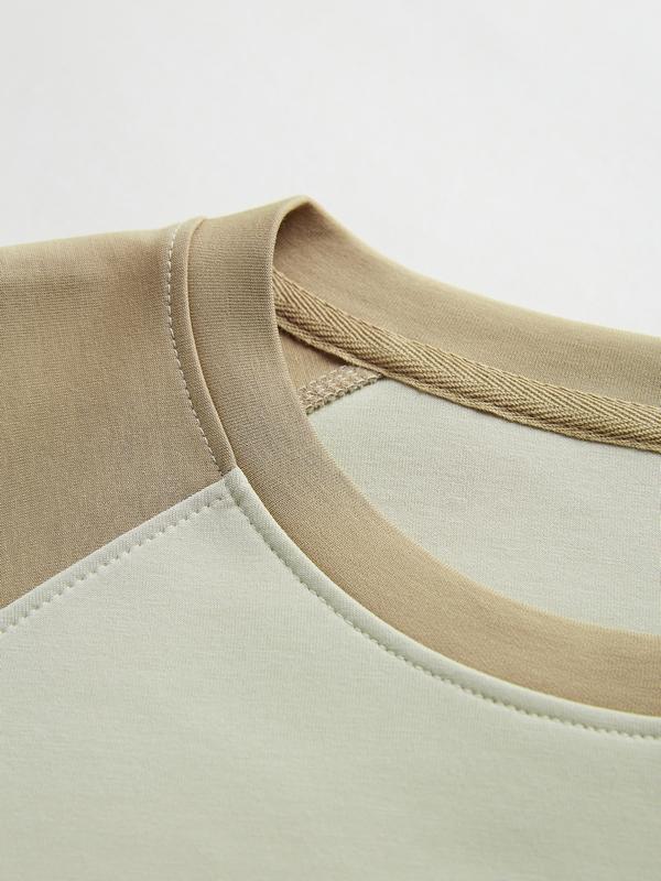 Letter Print Color Block Splice Raglan Oversized Hoodie Product Image