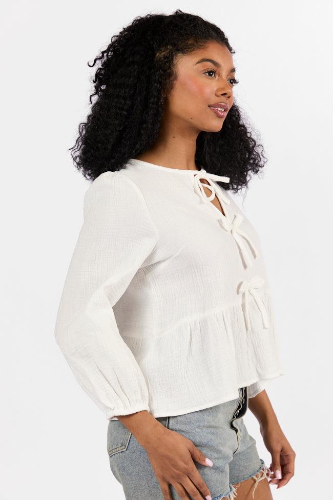 Close To Me Ivory Bow Detail Blouse Product Image