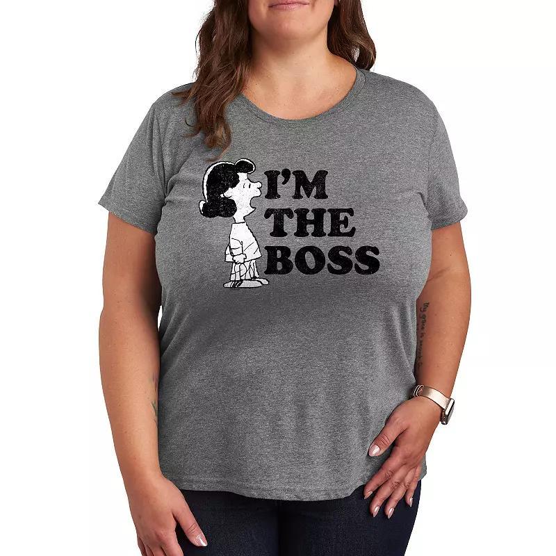 Plus Peanuts Lucy I'm The Boss Graphic Tee, Women's, Size: 3XL, Grey Gray Product Image