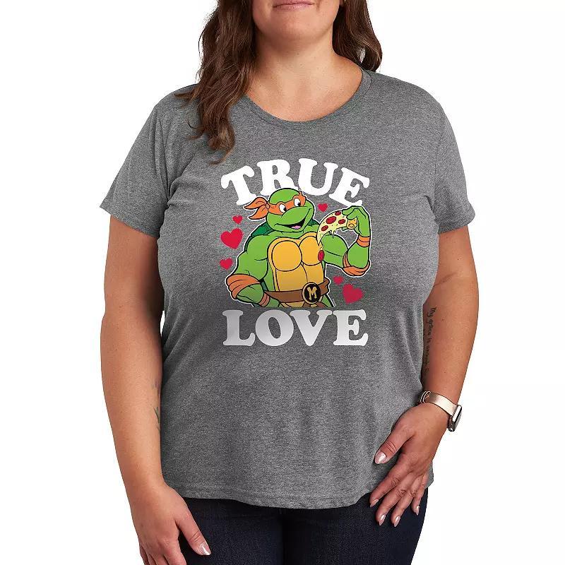 Plus Size Teenage Mutant Ninja Turtles True Love Graphic Tee, Womens Grey Gray Product Image