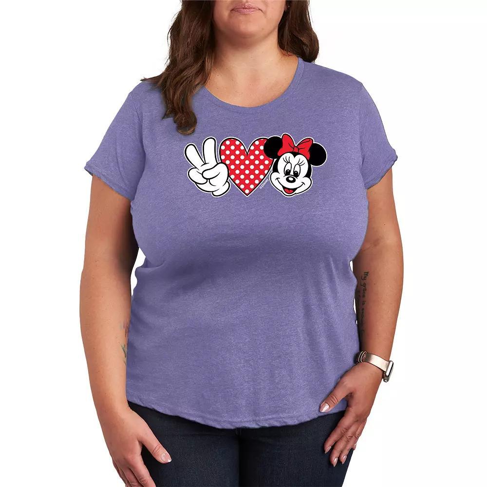 Disney's Minnie Mouse Plus Peace Love Graphic Tee, Women's,  Product Image