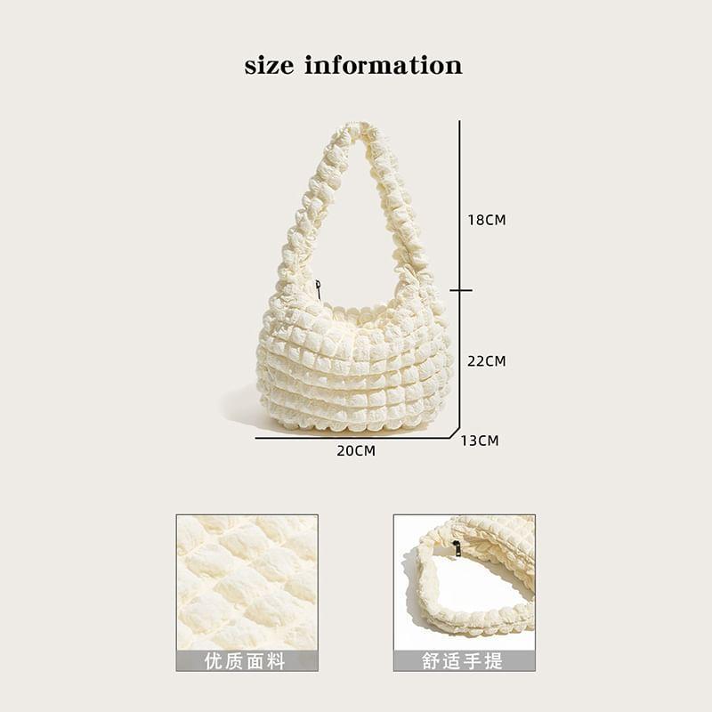 Set: Plain Quilted Shoulder Bag + Bag Charm Product Image