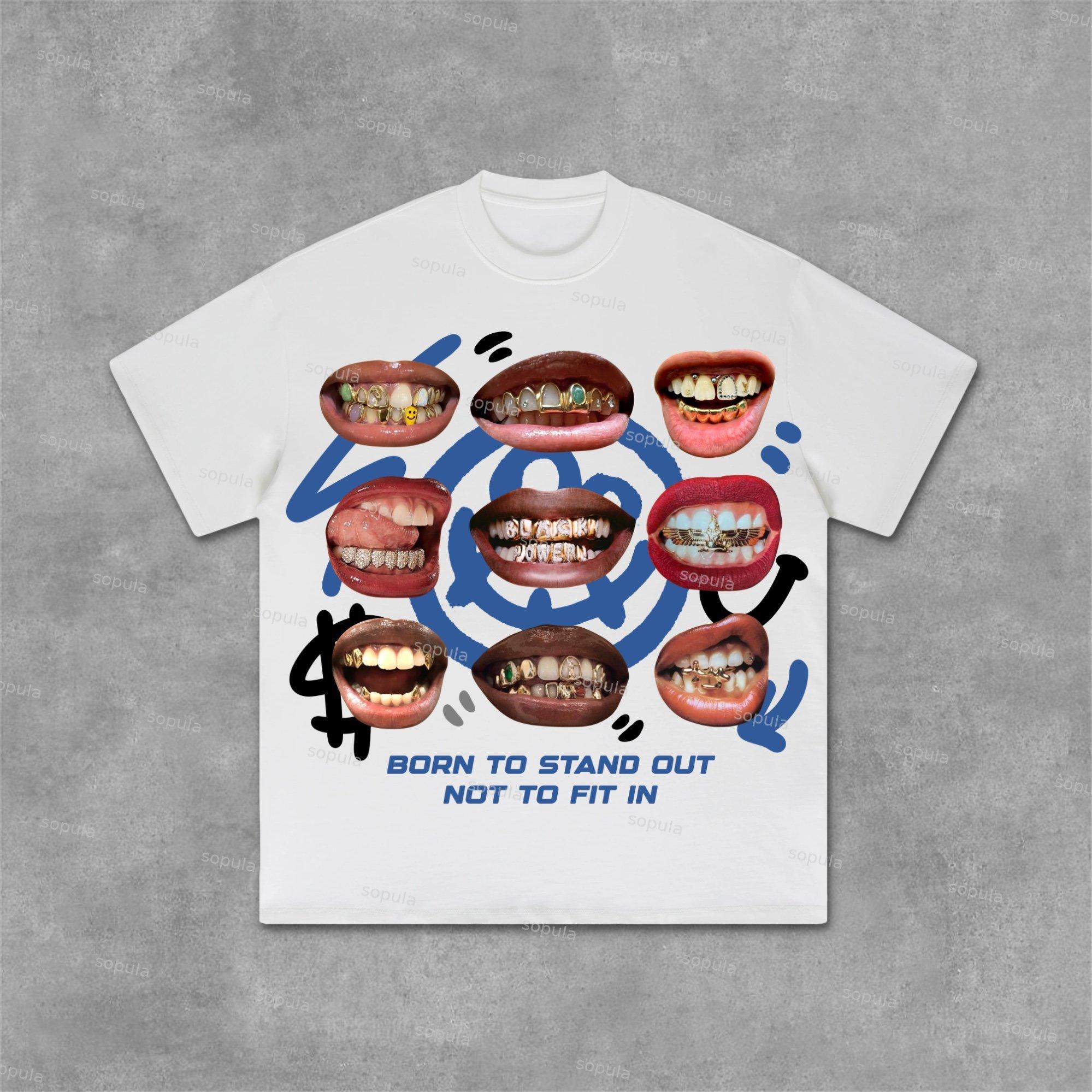 Sopula Lips Diamond Brails Graphic Cotton T-Shirt Product Image