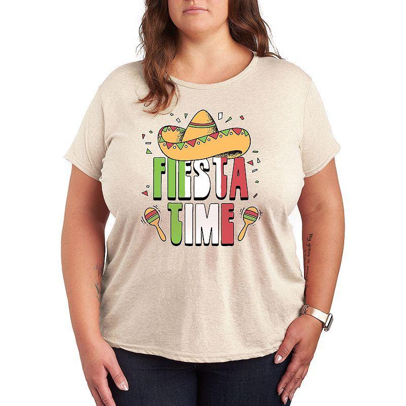 Plus Fiesta Time Graphic Tee, Women's, Size: 2XL, Beige Product Image