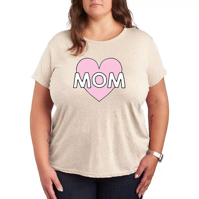 Plus Mom Heart Graphic Tee, Women's, Size: 2XL, Beige Product Image