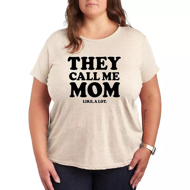 Plus Call Me Mom A Lot Graphic Tee, Women's, Size: 3XL, Grey Gray Product Image