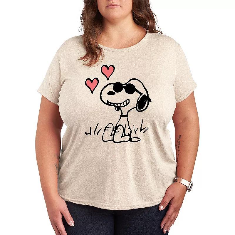 Plus Peanuts Snoopy Joe Cool Sitting Hearts Graphic Tee, Womens Product Image