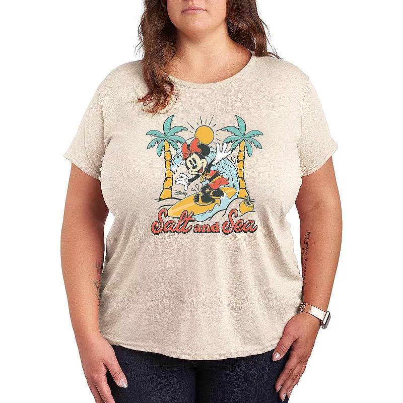 Disney's Minnie Mouse Plus Salt Sea Graphic Tee, Women's, Size: 2XL, Beige Product Image