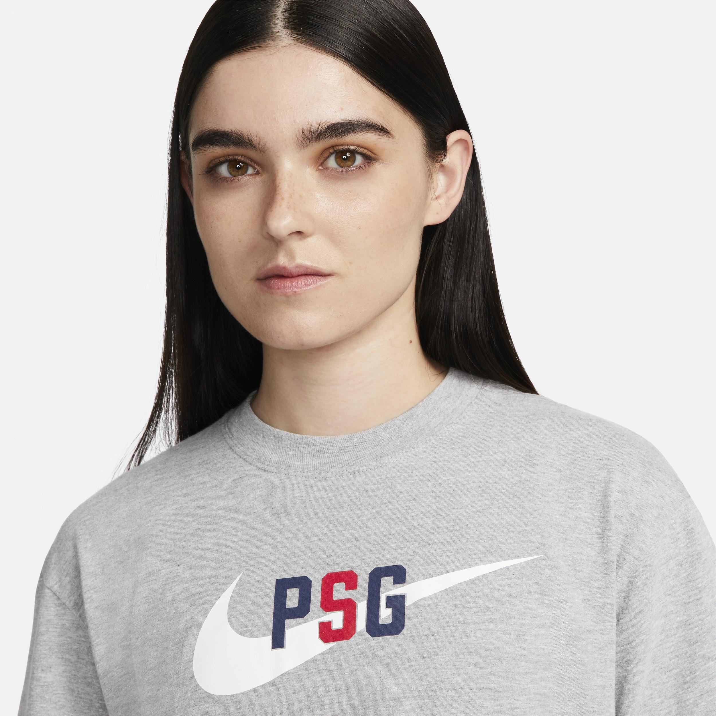 Womens Paris Saint-Germain Nike Heather Gray Swoosh T-Shirt Product Image