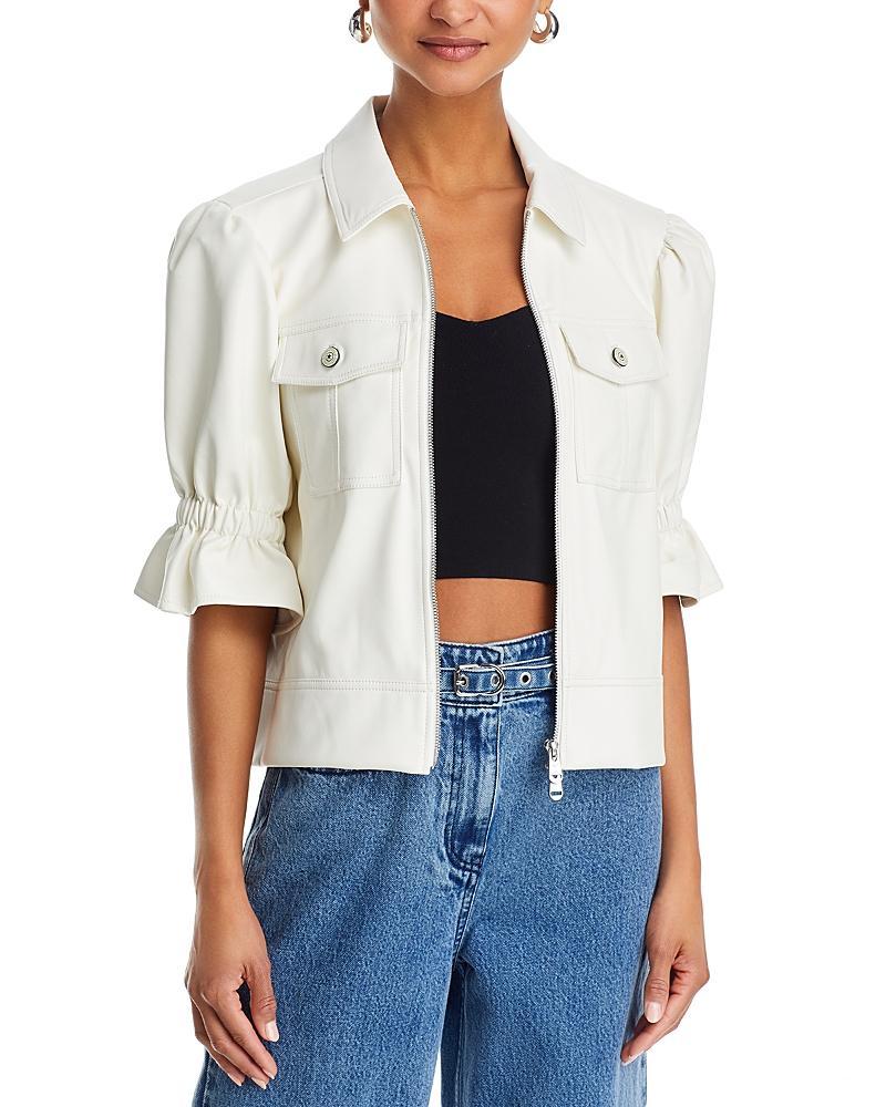 Holly Cropped Vegan Leather Jacket Product Image