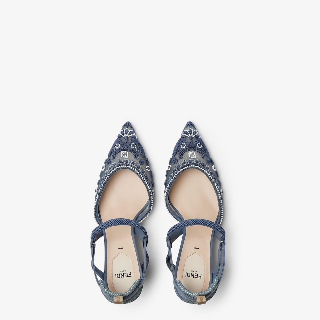 Colibrì LiteBlue embroidered mesh high-heeled slingbacks Product Image