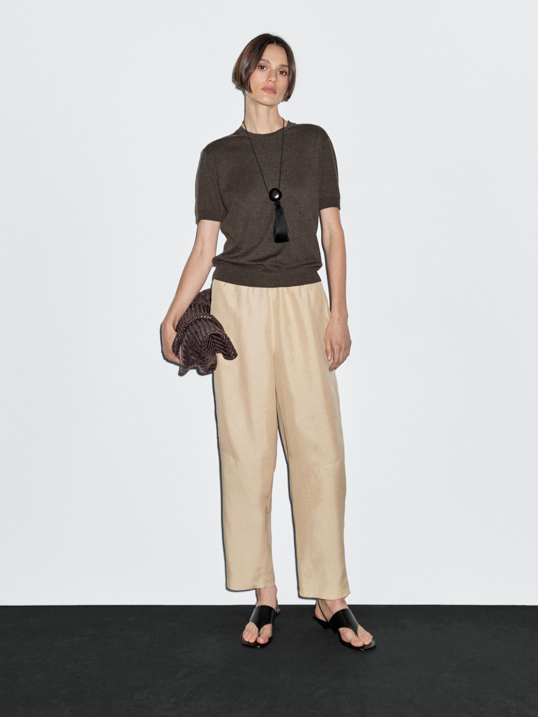 Short-sleeve wool blend knit sweater Product Image