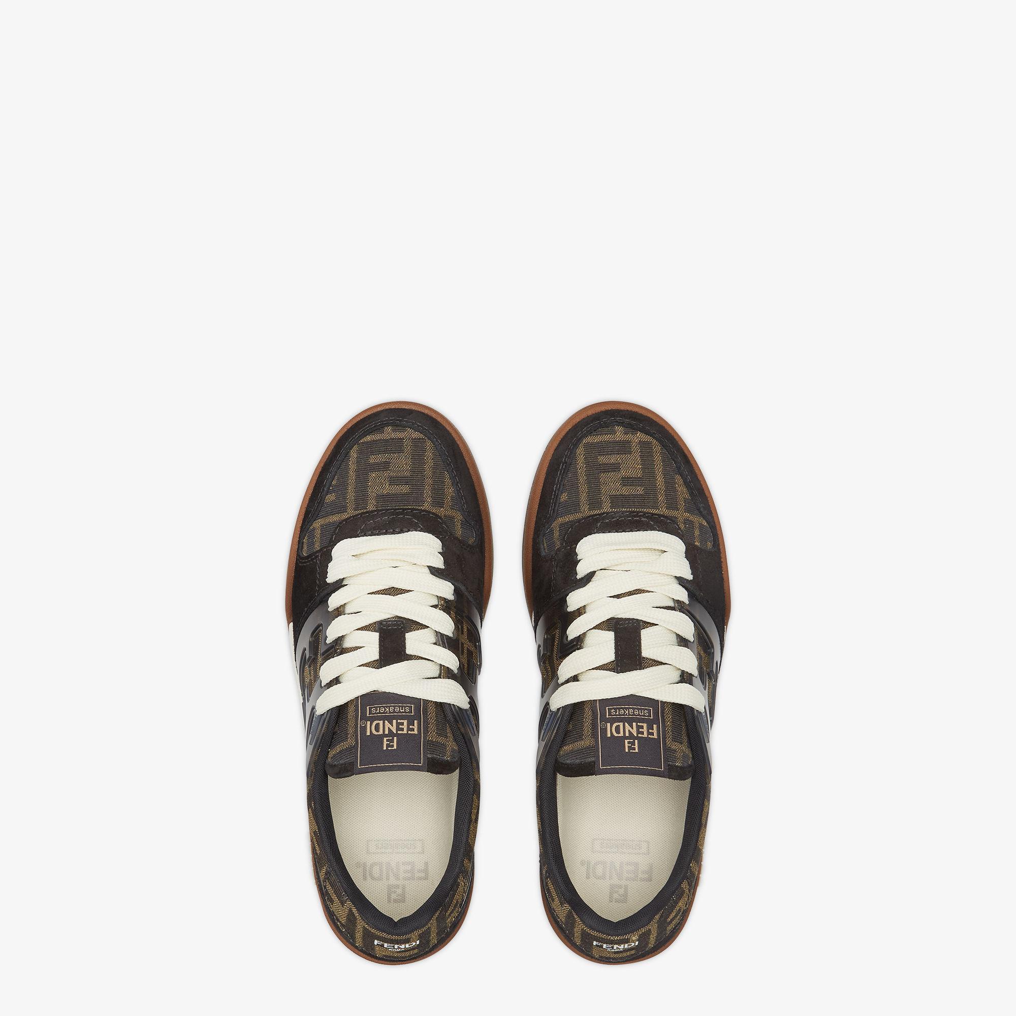 Fendi Match SneakersBrown FF jacquard and black suede fabric low-tops Product Image