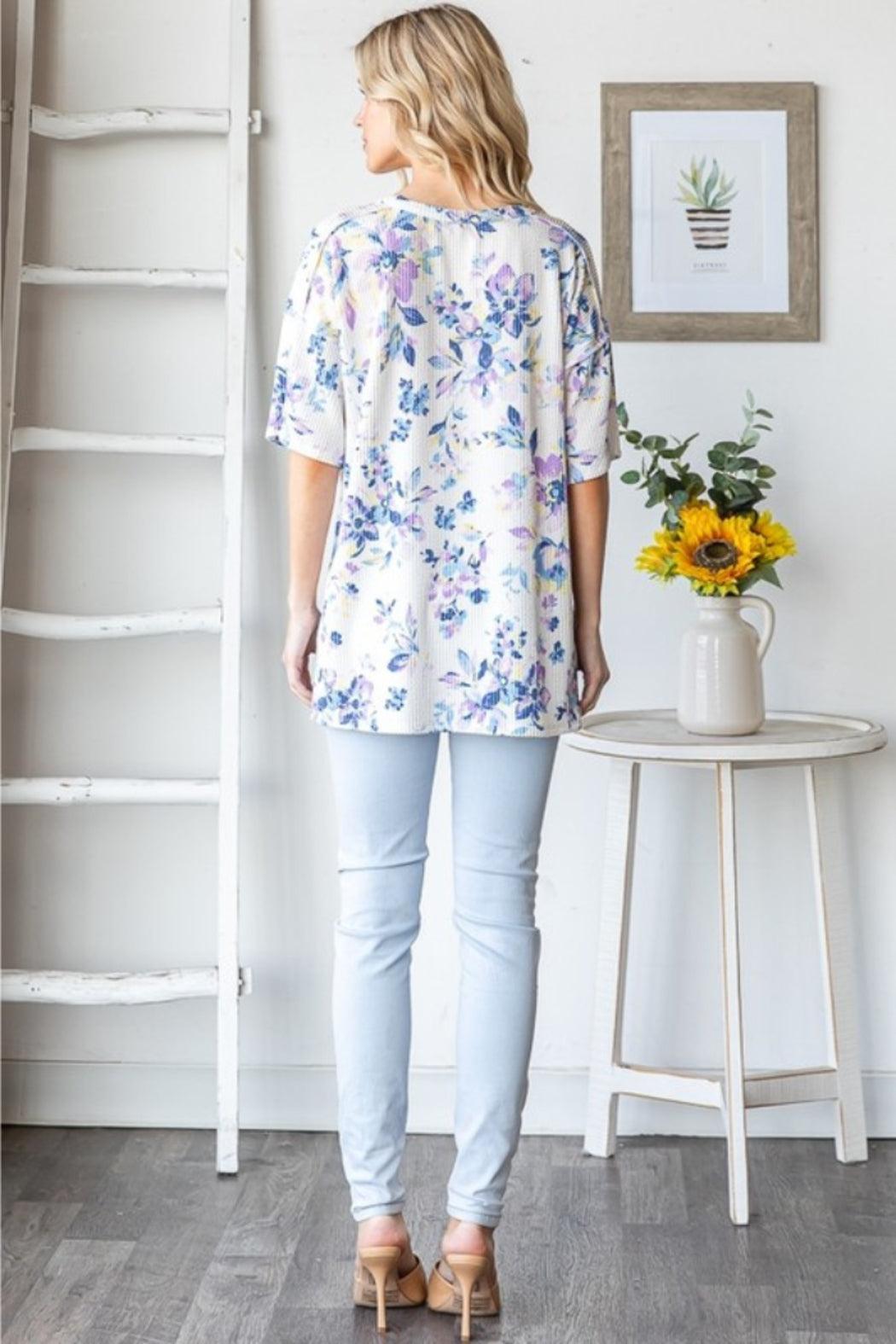Short Sleeve Floral Urban Rib Top Product Image
