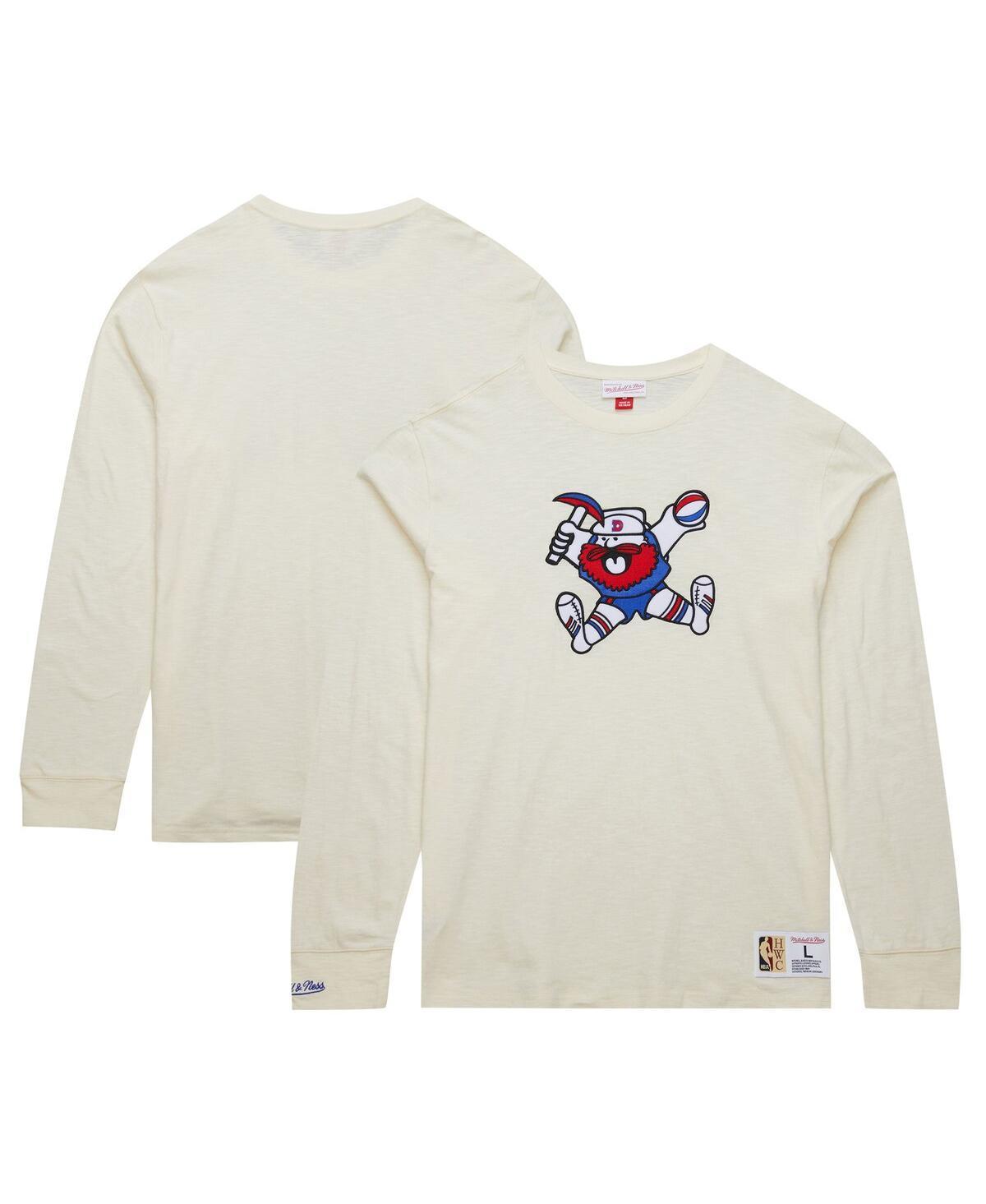 Mens Mitchell & Ness Cream Denver Nuggets Hardwood Classics Vintage Long Sleeve T-Shirt Product Image