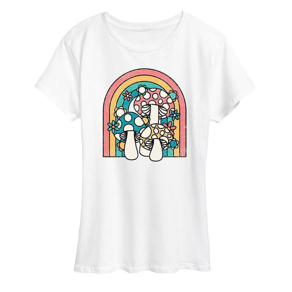 Women's Retro Mushrooms Rainbow Graphic Tee, Girl's,  Product Image