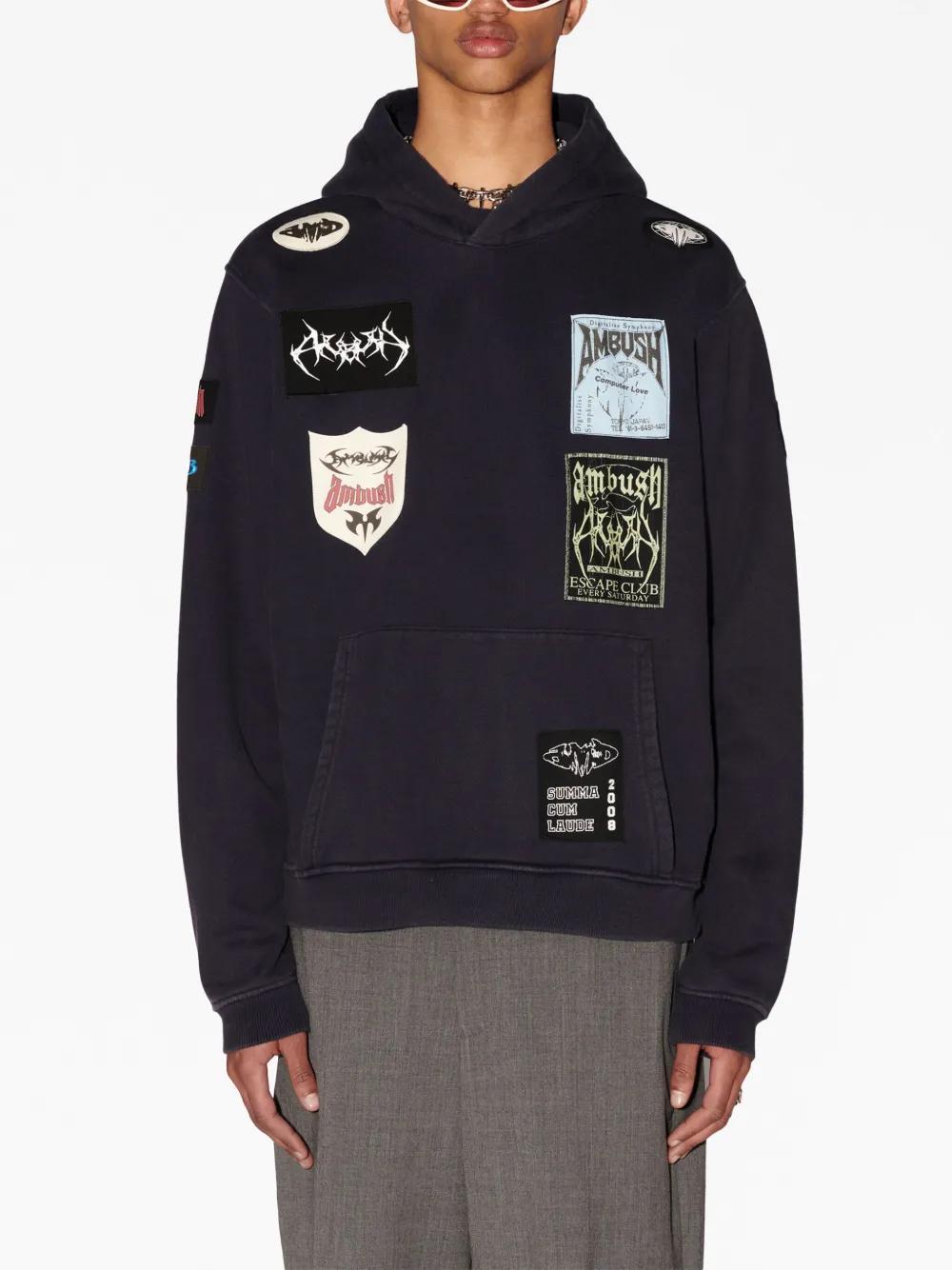 logo-patchwork cotton hoodie Product Image