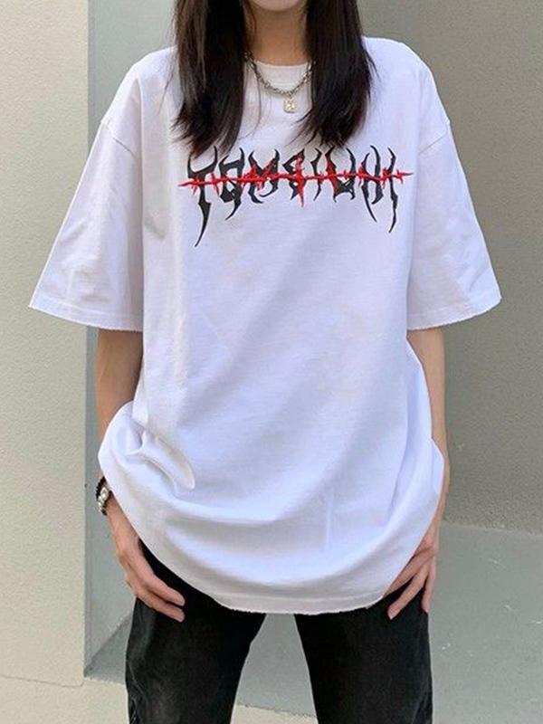 Street Distressed Graphic Print Oversized Short Sleeve Tee Product Image