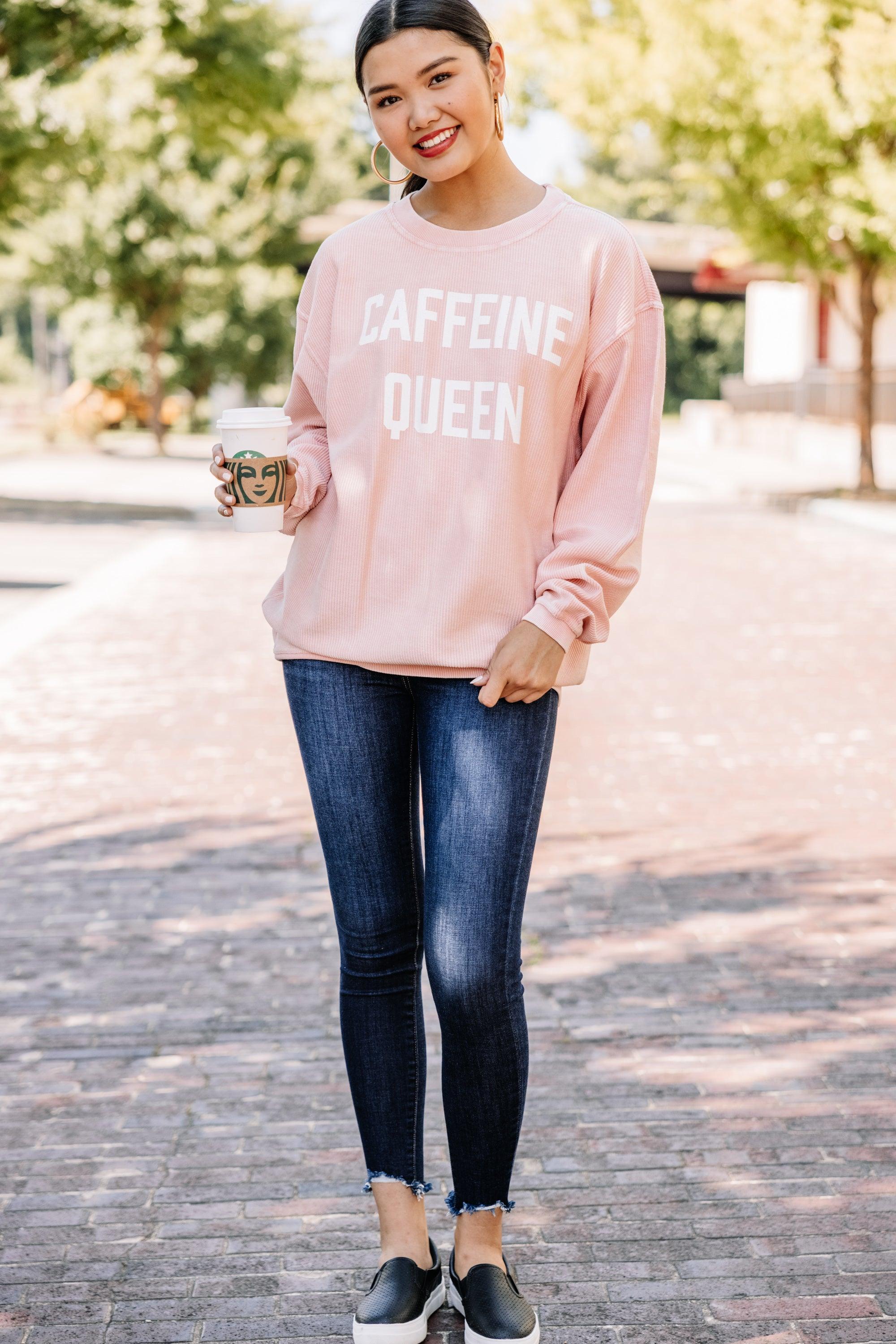 Caffeine Queen Blush Pink Corded Graphic Sweatshirt Female Product Image