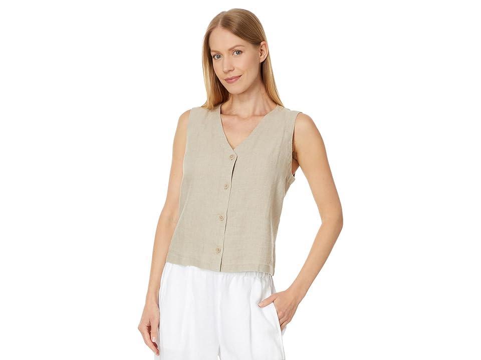 Womens Linen V-Neck Vest Product Image