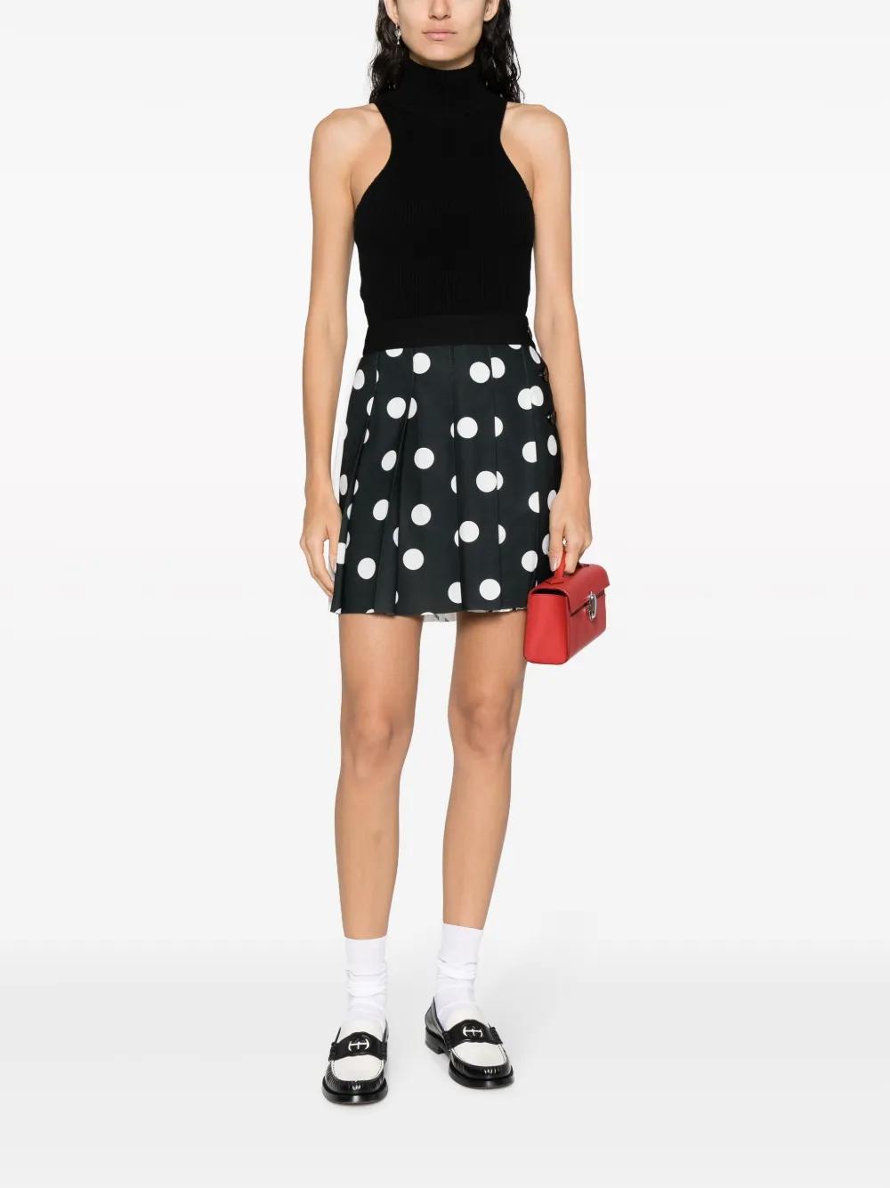 MSGM Polka Dot Pleated Mini Skirt In White Product Image