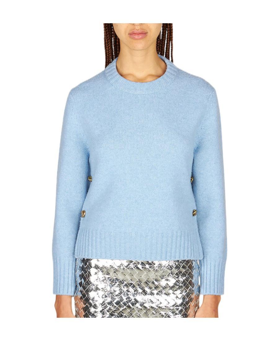 BOTTEGA VENETA Knot Button Regular Fit Jumper In Blue Product Image