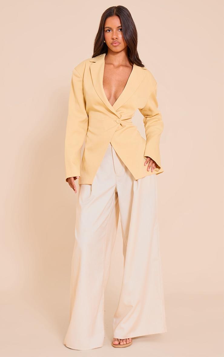  Petite Butter Cream Cross Front Boxy Tailored Blazer Product Image