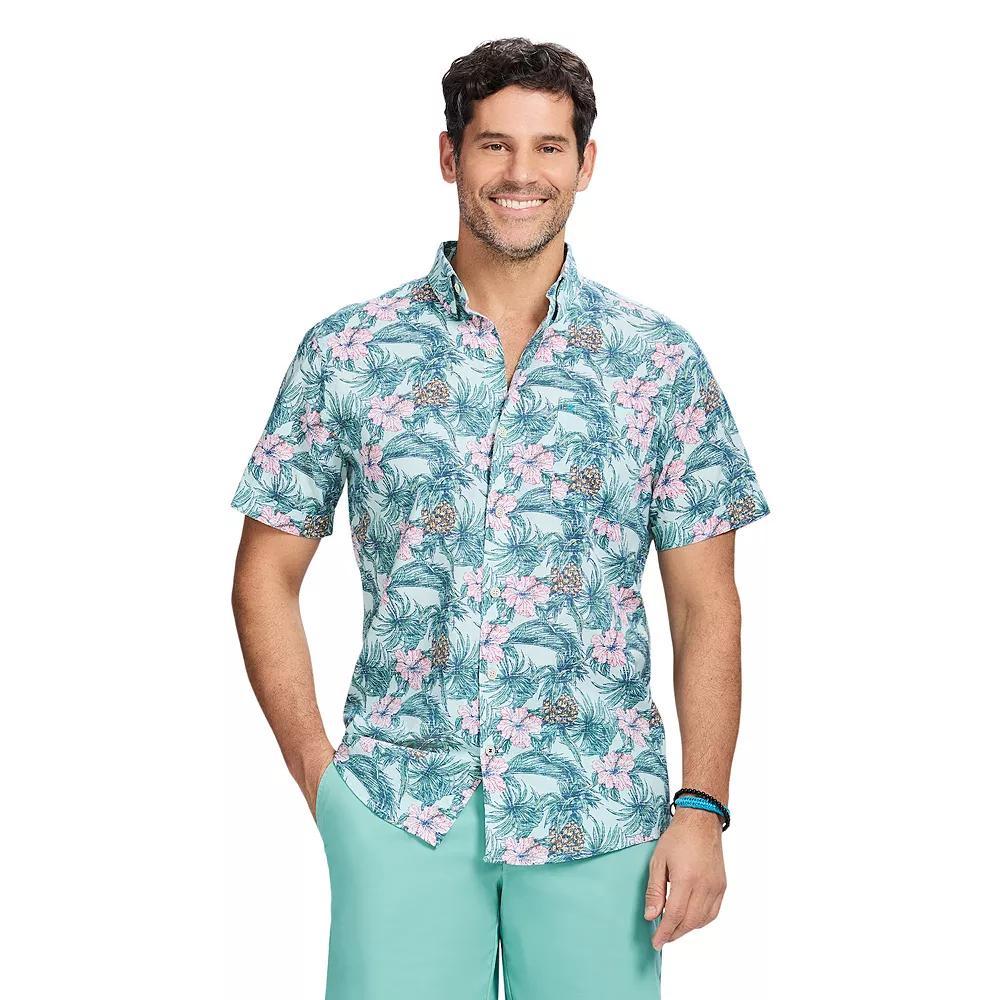 Men's IZOD Dockside Short Sleeve Chambray, Size: Small, Moonlight Green Product Image
