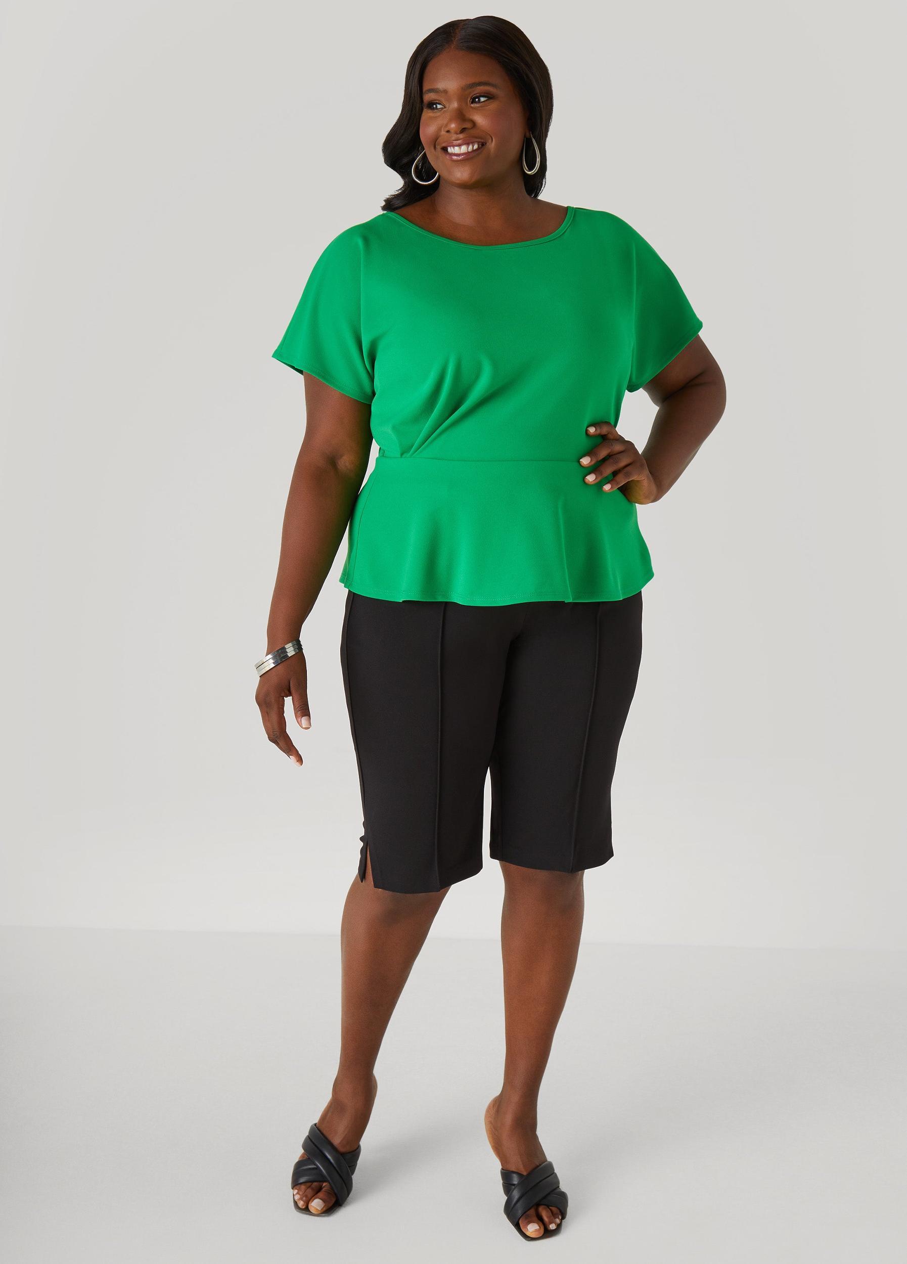 Plus Size Pleated Peplum Top Ashley Stewart Product Image