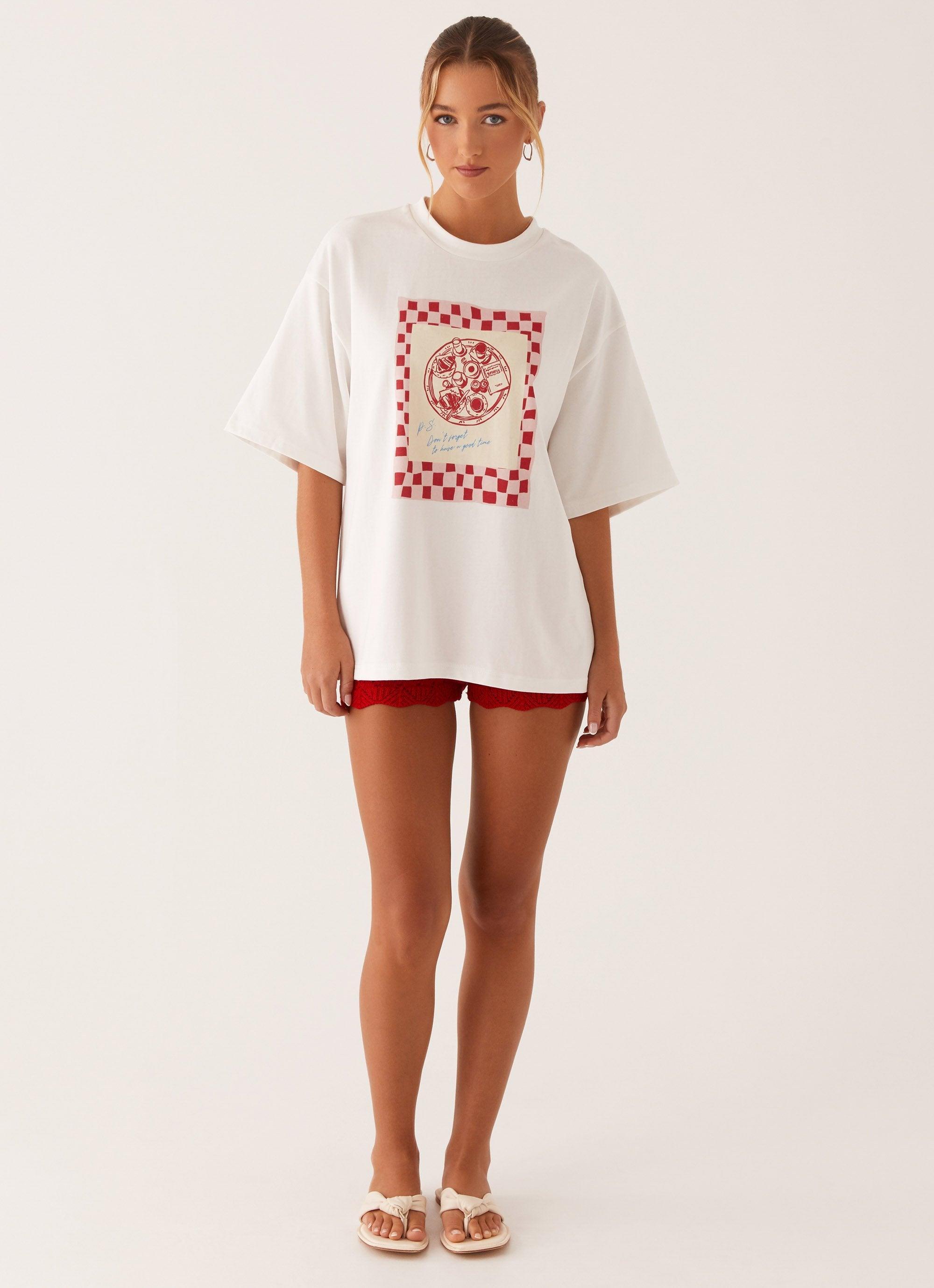 Born To Have Fun Oversized Graphic Tee - Red Product Image