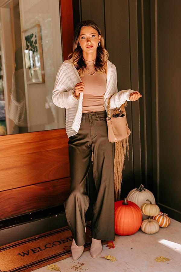 The Phoebe High Waist Wide Leg Pants in Deep Forest Product Image